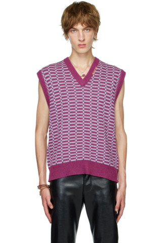 SSENSE Men Clothing Tops Tank Tops Purple Wool Vest 