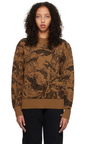 Beige & Black Barcode Slavic Sweater