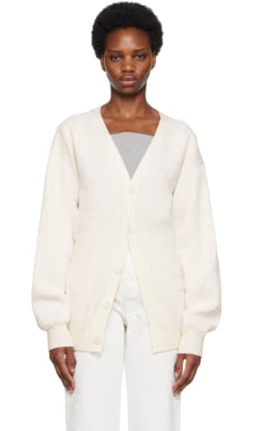 White Barcode Cardigan
