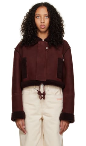 Brown Logo Aviator Jacket