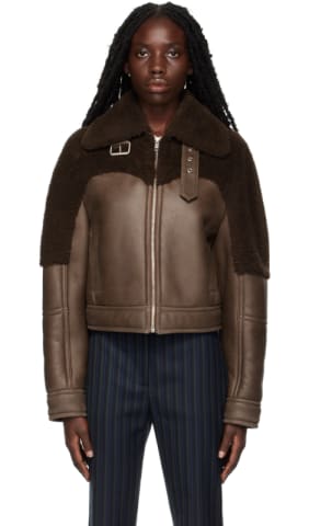 Brown Logo Aviator Jacket