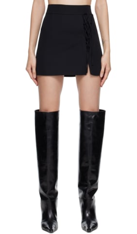 Black Dart Leather Miniskirt
