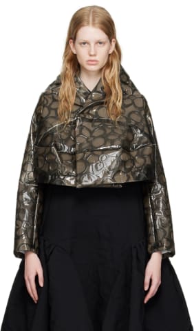 Silver Pocket Faux-Leather Blazer