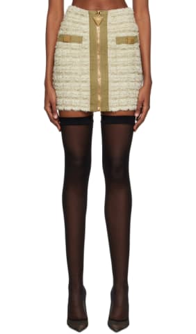 Black Flared Knit Miniskirt