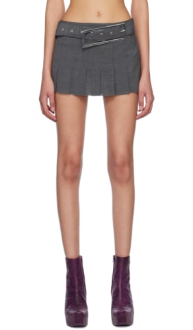 Brown Pleated Miniskirt