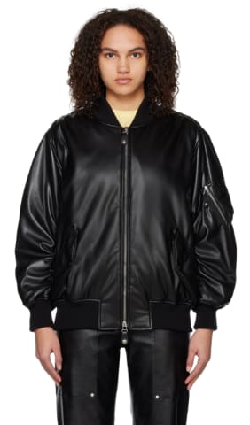 Black Embroidered Logo Bomber Jacket