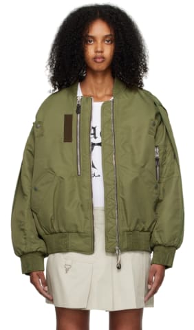 Black Embroidered Logo Bomber Jacket
