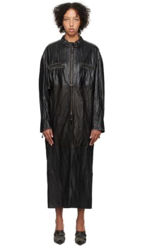 SSENSE Exclusive Black Ballis Leather Coat