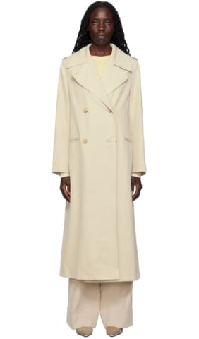 Black Notched Lapel Trench Coat