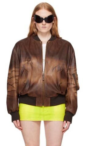 Black Alter Mat Faux-Leather Bomber Jacket