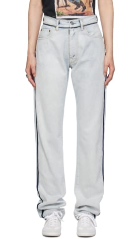 Beige Wide-Leg Jeans