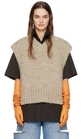 Brown Y-Neck Cardigan