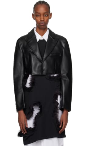 Silver Pocket Faux-Leather Blazer
