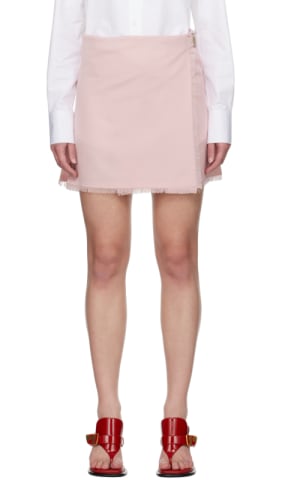 Beige Check Wool 'Mini Kilt' Skirt