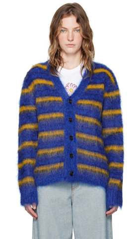 Yellow & Off-White Paneled Cardigan