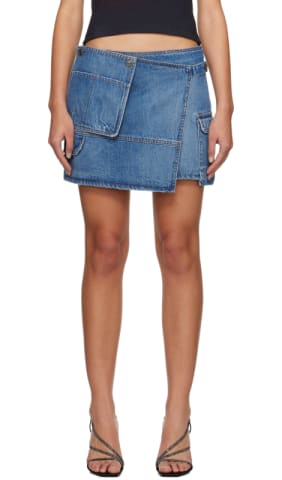 Gray Wrap Denim Miniskirt