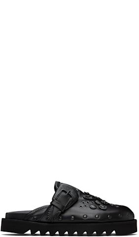 SSENSE Exclusive Black Eyelet Metal Sabot Loafers