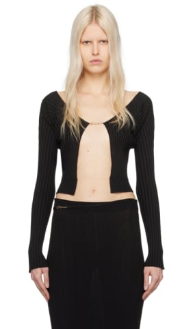 Black Le Papier 'La Maille Pralù Longue' Cardigan