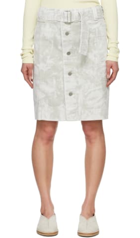 Green Straight Denim Miniskirt