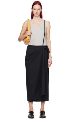 Khaki Straps Midi Skirt