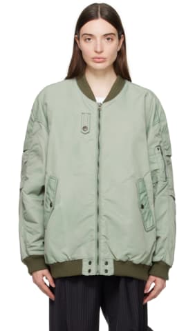 Gray Quilted Bomber Jacket