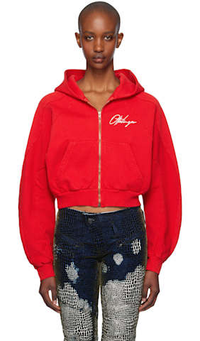 Black Multiline Zip Hoodie