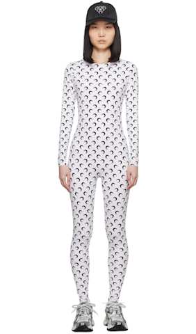 White & Black Recycled Jersey Moon Catsuit