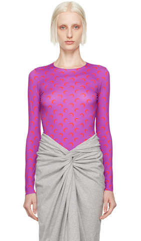 Tan Moon Printed Jersey Second Skin T-Shirt