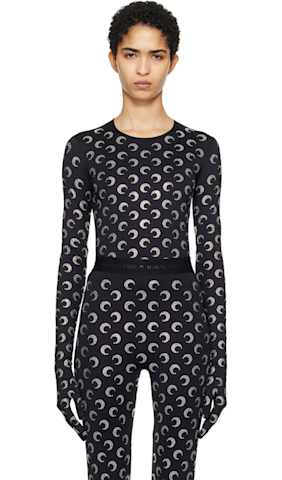 Tan Moon Printed Jersey Second Skin T-Shirt