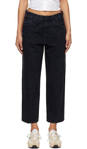 Navy Triple Pleat Crossover Trousers