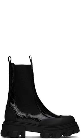 Black Cleated High Chelsea Tall Boots