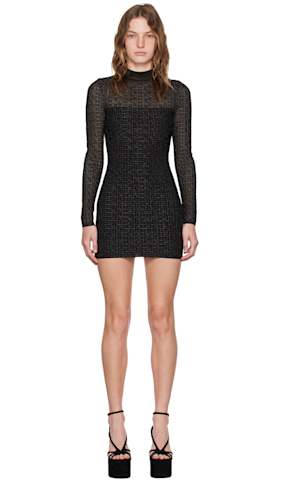 Beige Shoulder Cut Knit Minidress