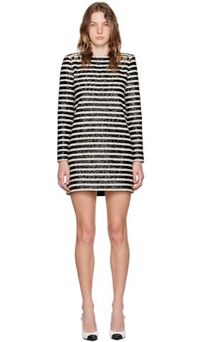 Beige Shoulder Cut Knit Minidress