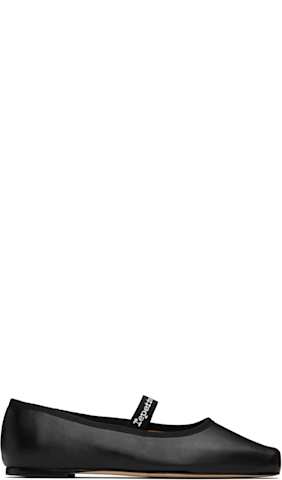 Black Lilouh Rubber Sole Mary Jane Ballerina Flats