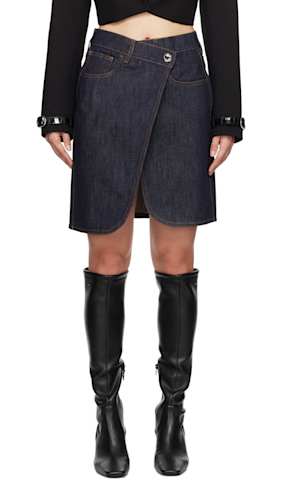Gray Wrap Denim Miniskirt