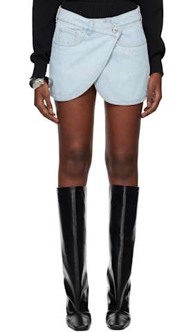 Gray Wrap Denim Miniskirt