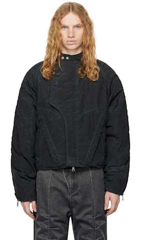 Black Mesh Sleeve Bomber Jacket