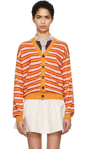 Off-White Dishevelled Cable Cotton Cardigan