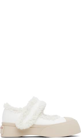 White Pablo Mary Jane Ballerina Flats