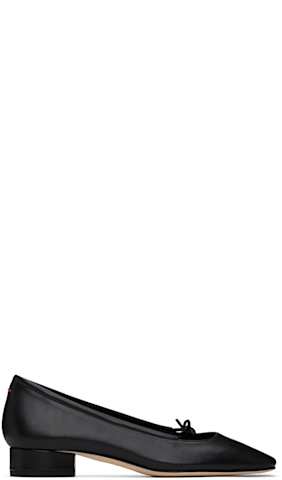 Black Pippa Leather Ballerina Flats