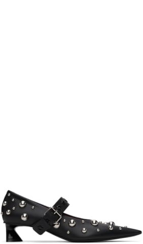 Black Elsa Pointed Toe Slingback Heels