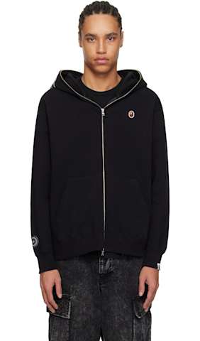 Black Swarovski Shark Full Zip Hoodie