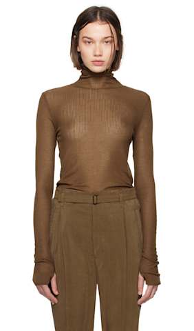Blue Seamless Turtle Neck Sweater