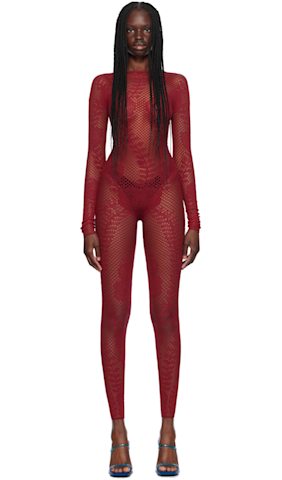 Purple Fetch Halterneck Fishnet Jumpsuit