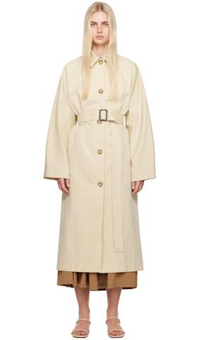 Black Notched Lapel Trench Coat