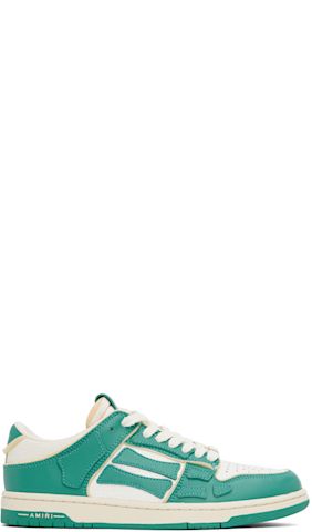 White & Blue Shimmer Skel Top Low Sneakers