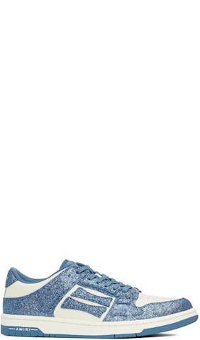 White & Black Shimmer Skel Top Low Sneakers