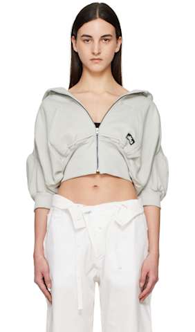 Brown Multiline Zip Hoodie