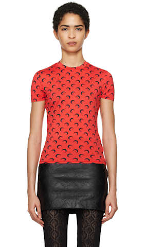 Tan Moon Printed Jersey Second Skin T-Shirt