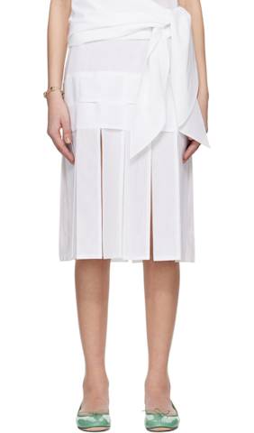 Beige Creased Slip Midi Skirt